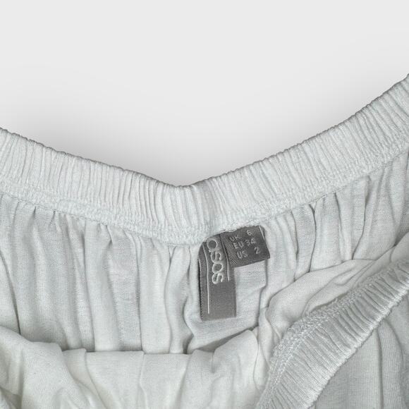 ASOS White Off Shoulder Cropped Top 2 Short Sleeve Boho Romantic Festival Wear - Picture 3 of 5